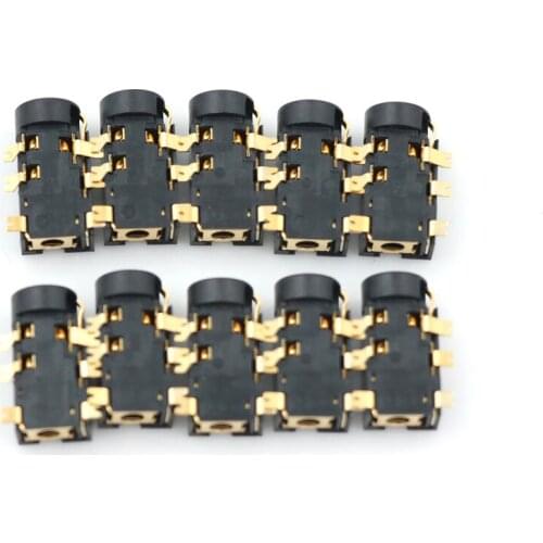 10PCS 2.5MM Female Audio Connector 6 Pin SMT SMD Headphone Jack Socket PJ-242 Gold-plated Audio Socket PJ242