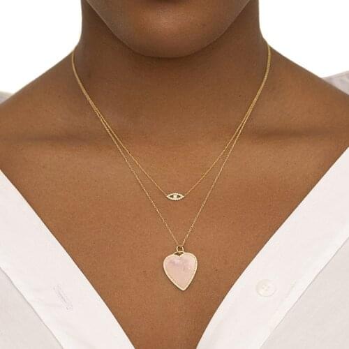 100%925 Sterling Silver Turkish Evil Eye Charm Necklaces Paved Cubic Ziron CZ Lucky Evil Eye Pendant Cute Tiny 925 Fine Jewelry