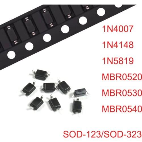100PCS 1N5819 1N4007 1N4148 SMD Diode 0805 SOD-123 MBR0520 MBR0530 MBR0540 B2 B3 S4 T4 SOD-323 1206 1N4148WS 1N5819WS B5819WS