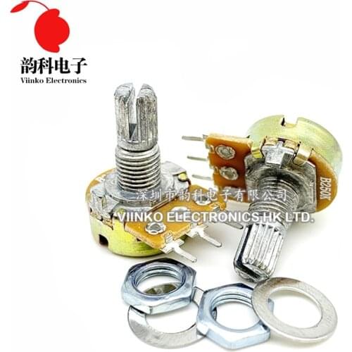 100pcs WH148 B1K B2K B5K B10K B20K B50K B100K B500K 3Pin 15mm Shaft Amplifier Dual Stereo Potentiometer 1K 2K 5K 10K 50K 100K 1M