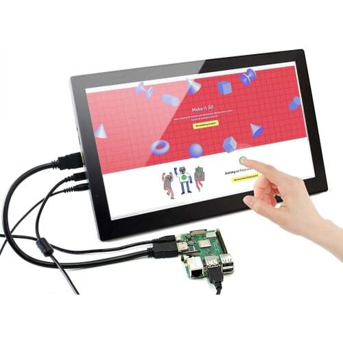 13.3inch Capacitive Touch Screen LCD with Case V2, 1920×1080, HDMI, IPS, Various Systems Support