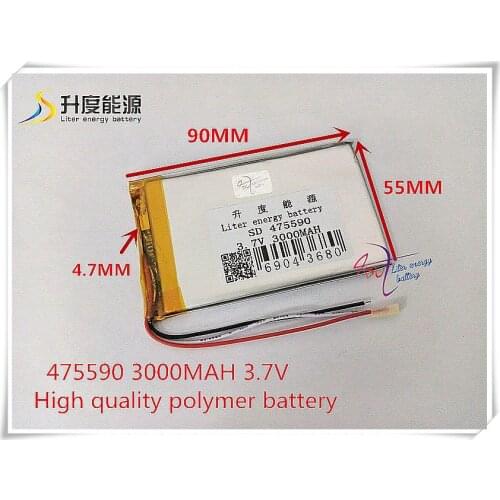 Free shipping 3.7 v lithium polymer battery 3000 mah 475590 mobile power supply tablet 7 'tablet