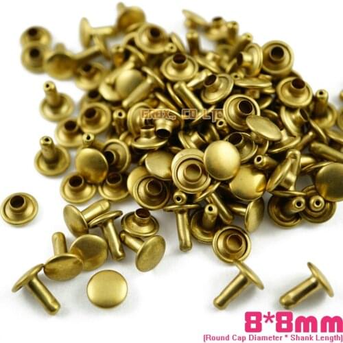 300 set 8*8mm Brass Material Double Cap Round Rapid Rivet Punk Rock Leathercraft Rivet