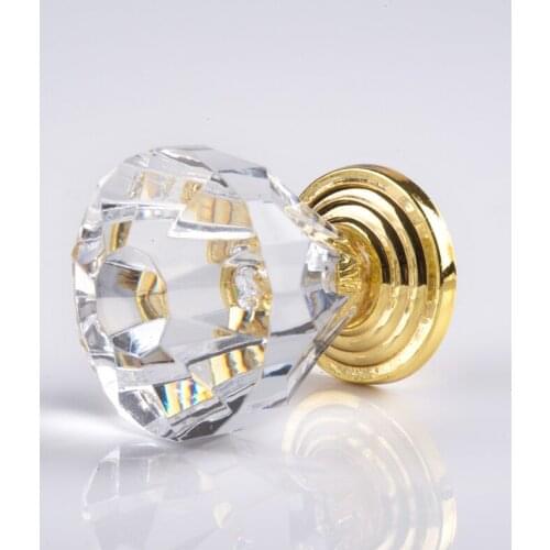 32mm Zinc Alloy Clear Crystal Sparkle Glass Kitchen Cabinet Knobs Handles Dresser Cupboard Door Knob Pulls