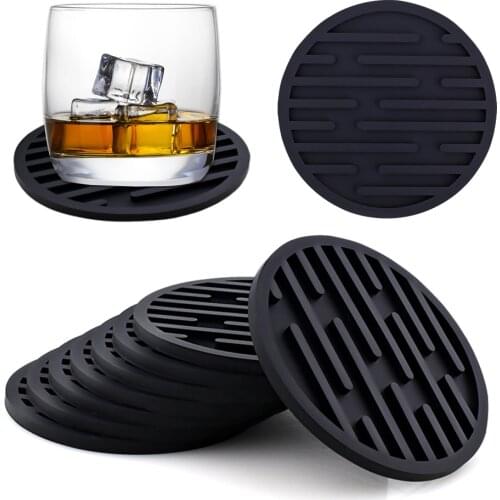 6 Pcs/ Pcak Silicone Anti Overflow Cup Mat Home Kitchen Bar Tea Coffee Drink Coaster Thick Nonslip Coasters Kitchen Accessories