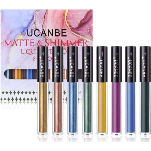 8pcs Liquid Eyeshadow Set Pearlescent Liquid Eyeshadow Lying Silkworm Waterproof Long Liner Pen Eyes Make up Cosmetics Eyeliners