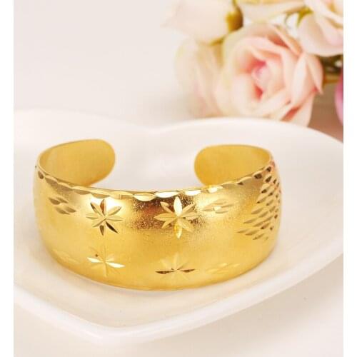 Big African Bangles for Womens Gold Color Dubai Jewelry Ethiopian Bangle Arab african Bracelets Bridal wedding jewelry gift