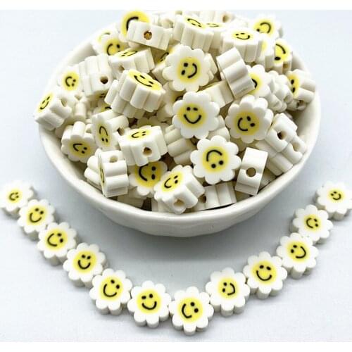 New 30pcs/Lot 10mm Sunflower Shape Clay Spacer Beads Polymer Clay Beads For Jewelry Making DIY Charms Bracelet Necklace
