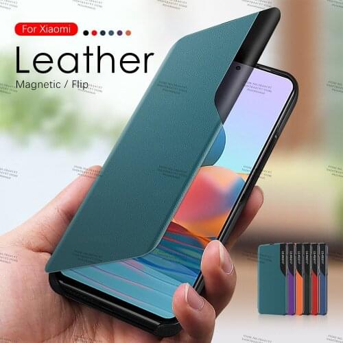 PU Flip Leather Phone Case For Xiaomi Redmi Note 10 Pro 6.67'' smart magnetic book stand case for redmi note 10 safety coque