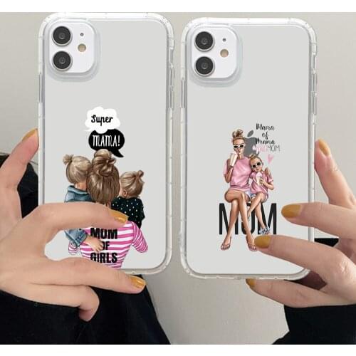 Super Dad Mom Baby Girl Phone Case For iphone 5 5s se 2 6 6s 7 8 12 mini plus X XS XR 11 PRO MAX transparent 3D hoesjes painting
