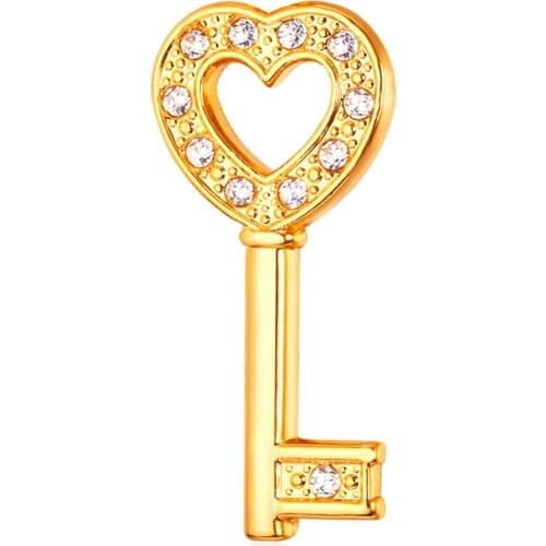 Collare Crystal Key Heart Brooches For Women Gold/Silver Color Wholesale CZ Brooches Pin Men Jewelry Pins And Brooches B126