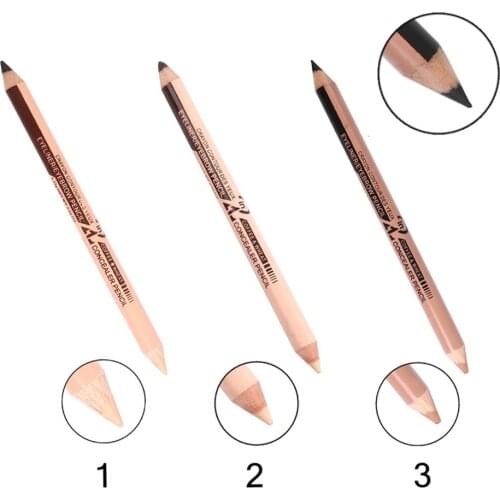 Double Head Eyeliner Eyebrow Concealer Pencil 2 In1 Waterproof Long-lasting Black Eyebrow Eyeliner White Shaping Makeup TSLM1