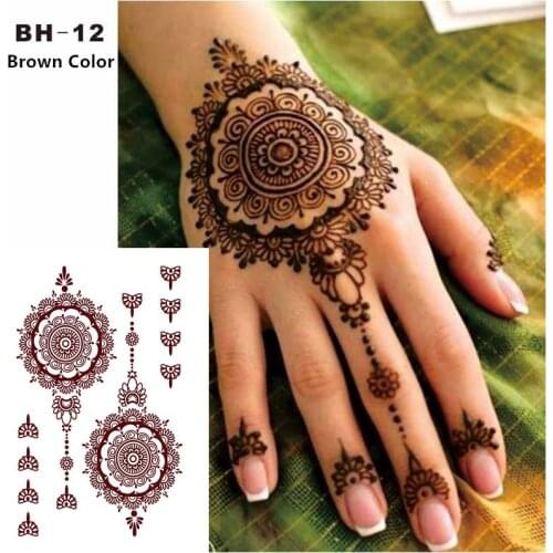 #BH-12 1 piece Black Henna Temporary Tattoo for Hands Inspired Body Stickers