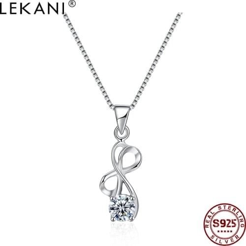 LEKANI 925 Sterling Silver Choker Necklaces For Women Trendy Cubic Zirconia Cute Bowknot Pendant Necklace Fine Jewelry Gift