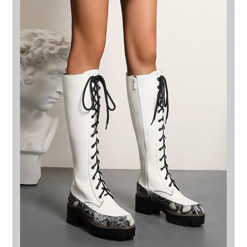 Lovirs Womens Wedges Booots 2020 Thigh High Round Toe Flats Platform Knee-high Boots Lace up Boots Casual Shoes Size 35-43