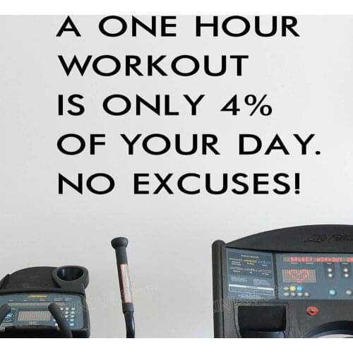 Gym Motivation Quotes Wall Decal No Excuses Sport Fitness Workout Wall Vinyl Stickers DIY Quote Home Decor Bedroom Murals Z797