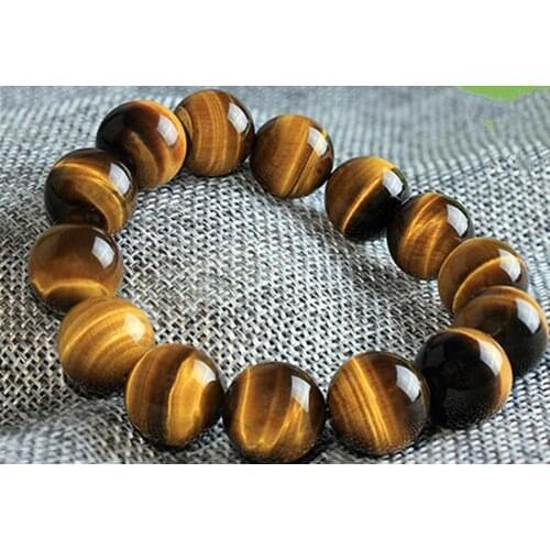 Natural Huge 12mm Yellow Tigers eye beads Gemstone Bracelet Bangle 7.5-8.5