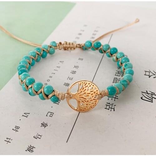 New Lucky Life Tree Yoga Bracelet African Pine Stone Winding Bracelet Spirit Bracelet Natural Stone Bracelet Charm Bracelet