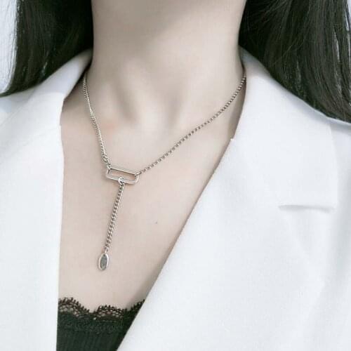 925 silver necklace with fashion long geometric tide clavicle chain simple generous temperament personality for student gifts