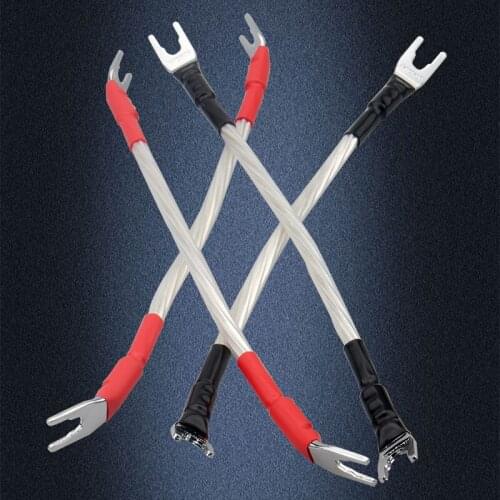 Odin Silver Plated Speaker Bridge Cable HIFI Speaker Jumper Cables Banana Plug Y Spade Connector 20cm - ( 4 Pcs )