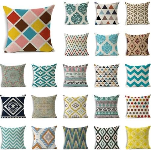Simple Geometric Pillow Case Sofa Bedroom Linen Cushion Cover For Home Living Room Seat Car Decorative Pillowcases 45*45 cm