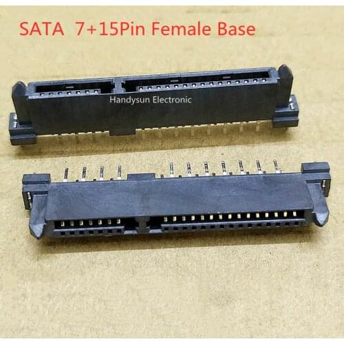 SATA Hard Disk Interface Socket SATA Connector Female Base 7+15Pin 180 Degrees Double Row Dislocation Pin 22P DIP