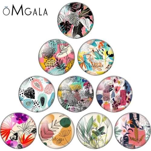 Colorful Leaves Art Drawings Forest Plant 8mm/10mm12mm/18mm/20mm/25mm Round photo glass cabochon demo flat back Making findings