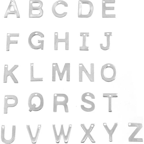 RIsul 26 English A-Z letters Alphabet charms Diy jewelry stamping little letters A-Z pendant Stainless steel 10pcs/lot