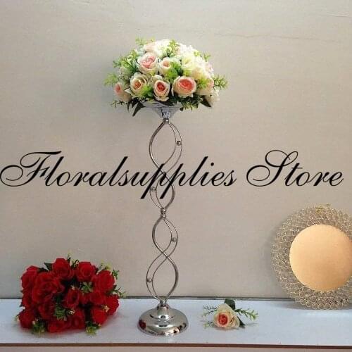 Silver Metal Wedding Flower Stand Decoration Centerpiece Flower Vase Decorative Candle Holder 67cm Tall