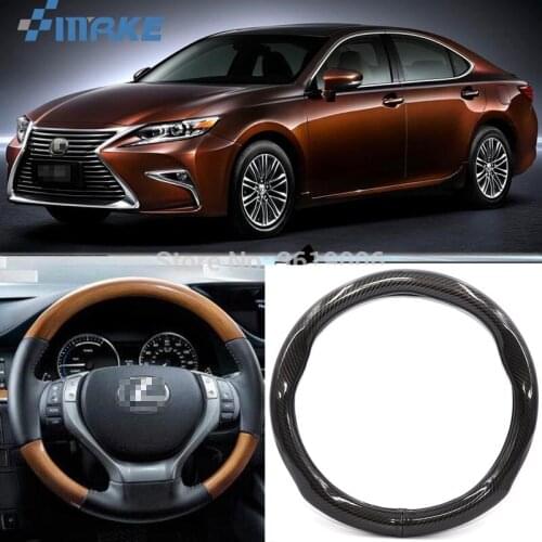 SmRKE Car Accessories For Lexus ES Black Carbon Fiber Leather Steering Wheel Cover Sport Racing Car Styling