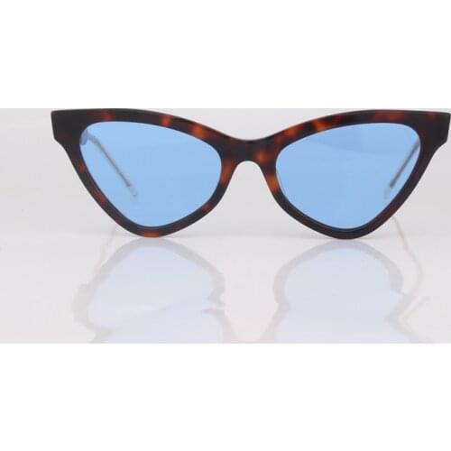 Cat eye acetate frame women sunglasses bule lens lady eyewear