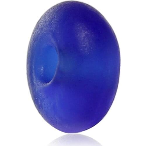 DoreenBeads Lampwork Glass Beads Abacus Deep blue Frosted About 8mm( 3/8") x 4mm( 1/8"), Hole: Approx 2mm, 50 PCs