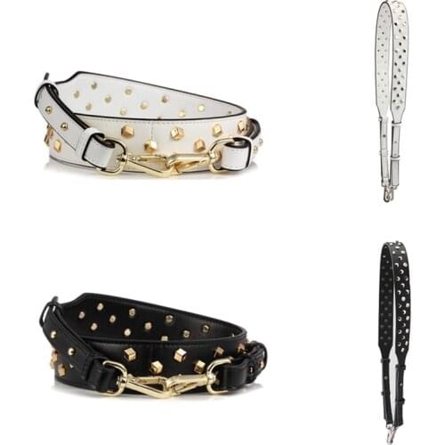 Genuine Leather Shoulder Bag Strap Rivet Bags Strap Parts Women Handbag Strap Replacement Wide Long Belt For Crossbody Bag