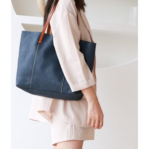 Women Casual Vintage Totes Handmade Genuine Leather Handbag Harajuku Big Capacity Single Shoulder Bags Fashion Lady Shopping Bag