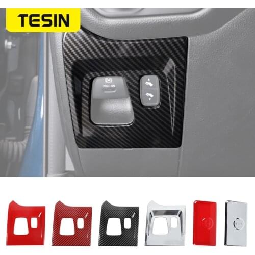 TESIN Interior Mouldings ABS Car Electronic Handbrake Panel Decoration Cover Stickers Accessories For Dodge RAM 1500 2010-2021