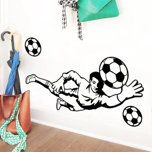 Football Boy Wall Art Decal Wall Stickers PVC Vinyl DIY Mural Art for Living Room Sofa Backdrop Decoration