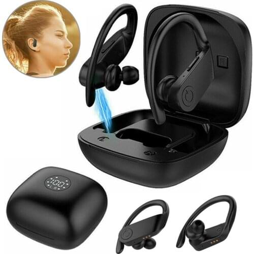 Earphones IPX5 Waterproof Sport Headset Charging Box Hifi Earbuds Ear-hook with Mic for iPhone Samsung LG Android
