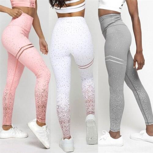 Yoga Pants Women Striped Sequins High Waist Fitness Leggings Glitter Running Seamless Gym Stretchy Sport Trousers
