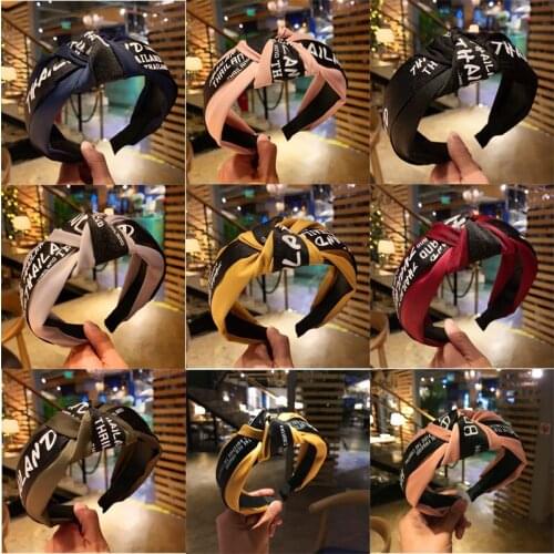 New Fashion For Women Hairband Wide Side Multicolor Letter HeadBand Hair Hoop Intermediate Knot High Quality Hair Accessories