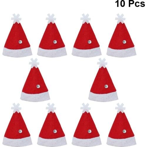10pcs Cute Lollipop Hat Mini Christmas Hat Decor Santa Claus Hat DIY Mini Hats Candy Package Christmas Caps For Home Shop Store