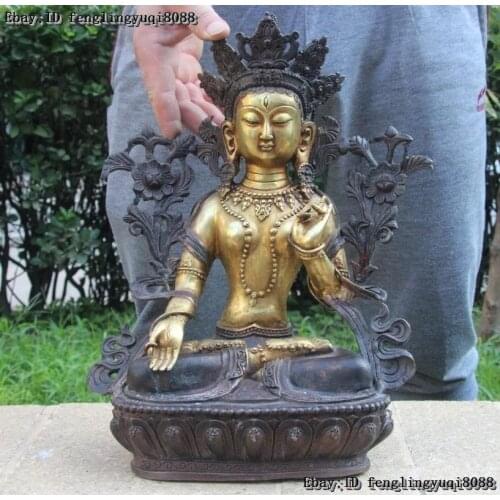 14 Tibetan Buddhism Bronze Gilt White Tara Guan yin Boddhisattva Kwan-yin Statue