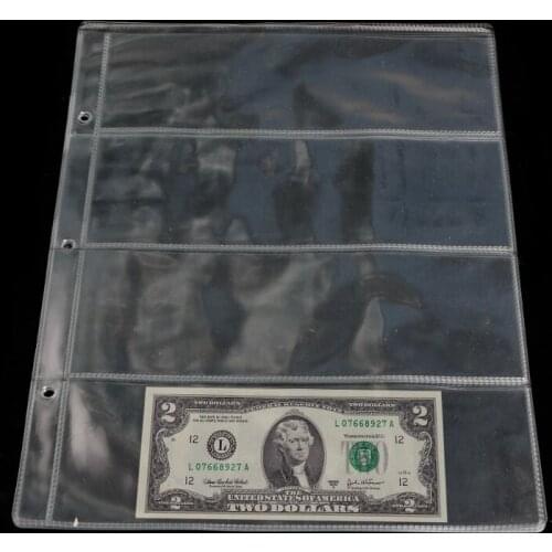 2021 New Album Pages 4 Pockets Money Bill Note Currency Holder Storage Collection 1 Sheet
