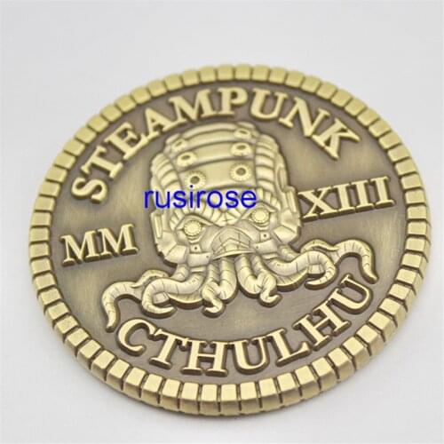 Custom Antique octopus skull 3D stereoscopic commemorative metal coins,Batch customization double coins,Personalized brass coins
