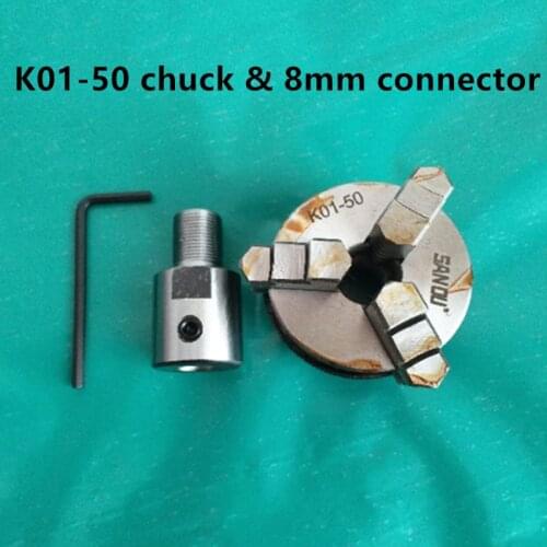 50mm 2" LATHE Chuck 3 Jaw Manual mini Self-Centering Chuck Sanou K01-50&ID 8mm-15mm M14*1thread Connecting rod Connector adapter