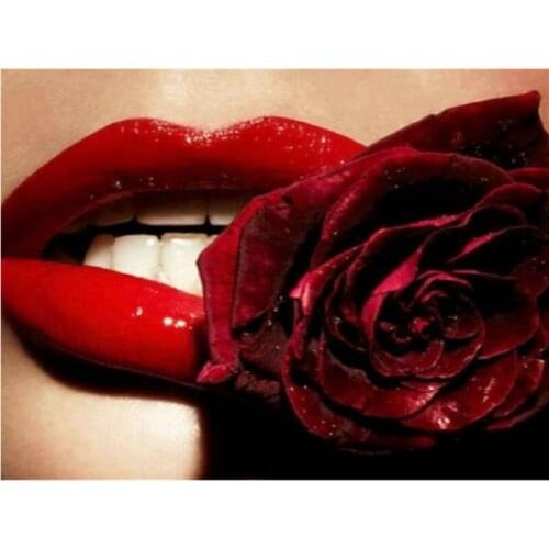 5D DIY Diamond Painting Rose Full Square/Round Diamond Embroidery Red Lips Girl Mosaic Rhinestone Cross Stitch Wall Art