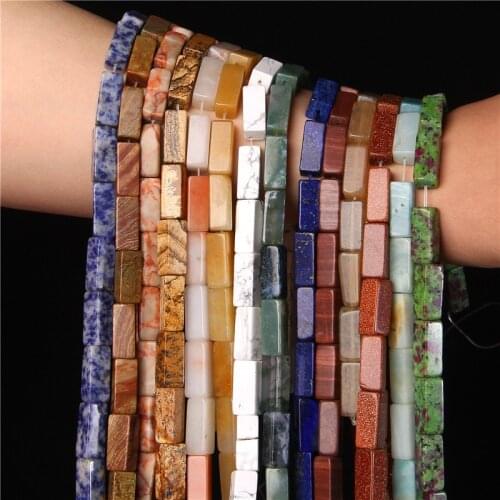 8x20mm Beads Accessories for Jewelry Making Natural Square Tube Stone Synthetic Jaspers Bead Charms DIY Wrap Handmade 15"