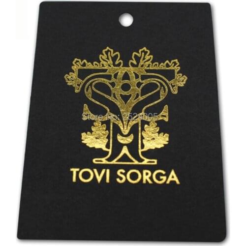 Black matte cardboard tags/custom clothing printed paper tags/labels/garment golden silver stamping tags/brand 1000 pcs a lot