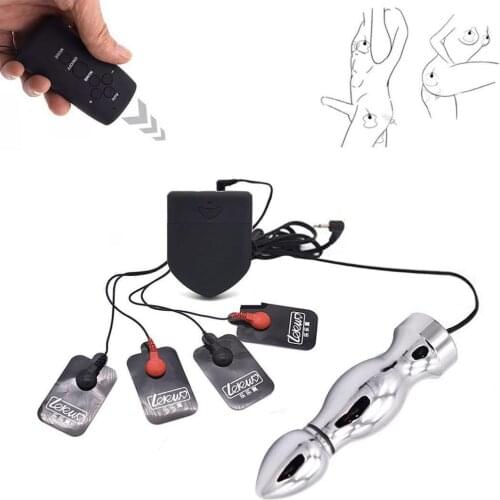 Electro Shock Nipple Pads Breast Body Massage Therapy, Wireless Remote Control Dual Output Host Electric Stimulate Sex Toys