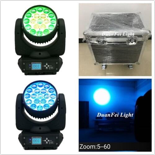 Flycase) 10pcs DJ Washer Beam Moving Light LED RGBW Zoom Moving Head 19x15w dj lyre pro ring moving head led Zoom