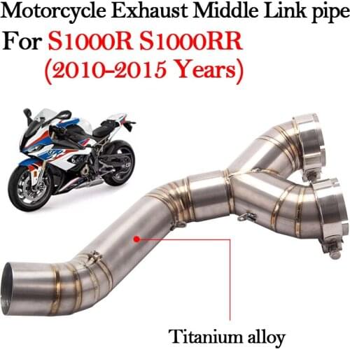 Slip on Motorcycle Exhaust Titanium alloy Middle Link pipe Escape Muffler For S1000R S1000RR 2010 2011 2012 2013 2014 2015 Years